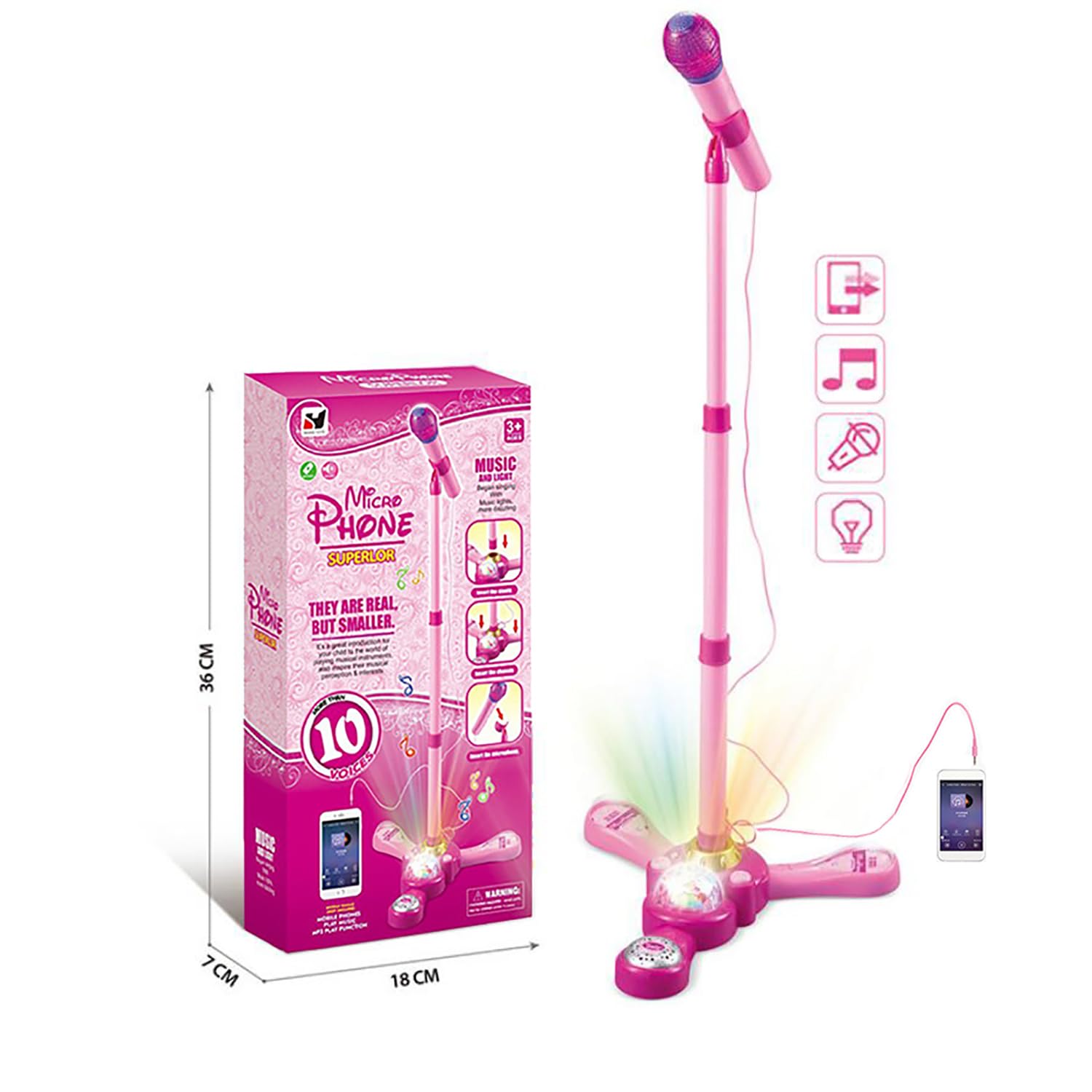 TourKing kids microphone stand adjusted to maximum length for taller children