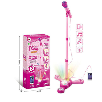 TourKing kids microphone stand adjusted to maximum length for taller children