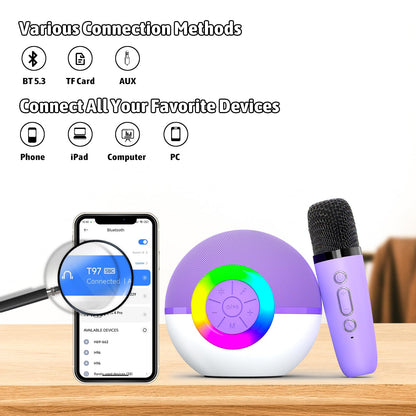 Heroange portable bluetooth speaker and dual microphones set for kids home party entertainment