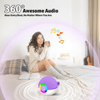 Two wireless handheld microphones included with the purple mini karaoke speaker machine set