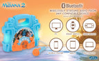 eKids Disney Moana audio system rear panel showcasing the battery compartment and clean finish.