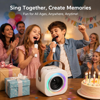 EGivwcvic portable Bluetooth singing speaker displaying the glowing rhythmic LED light show feature during use