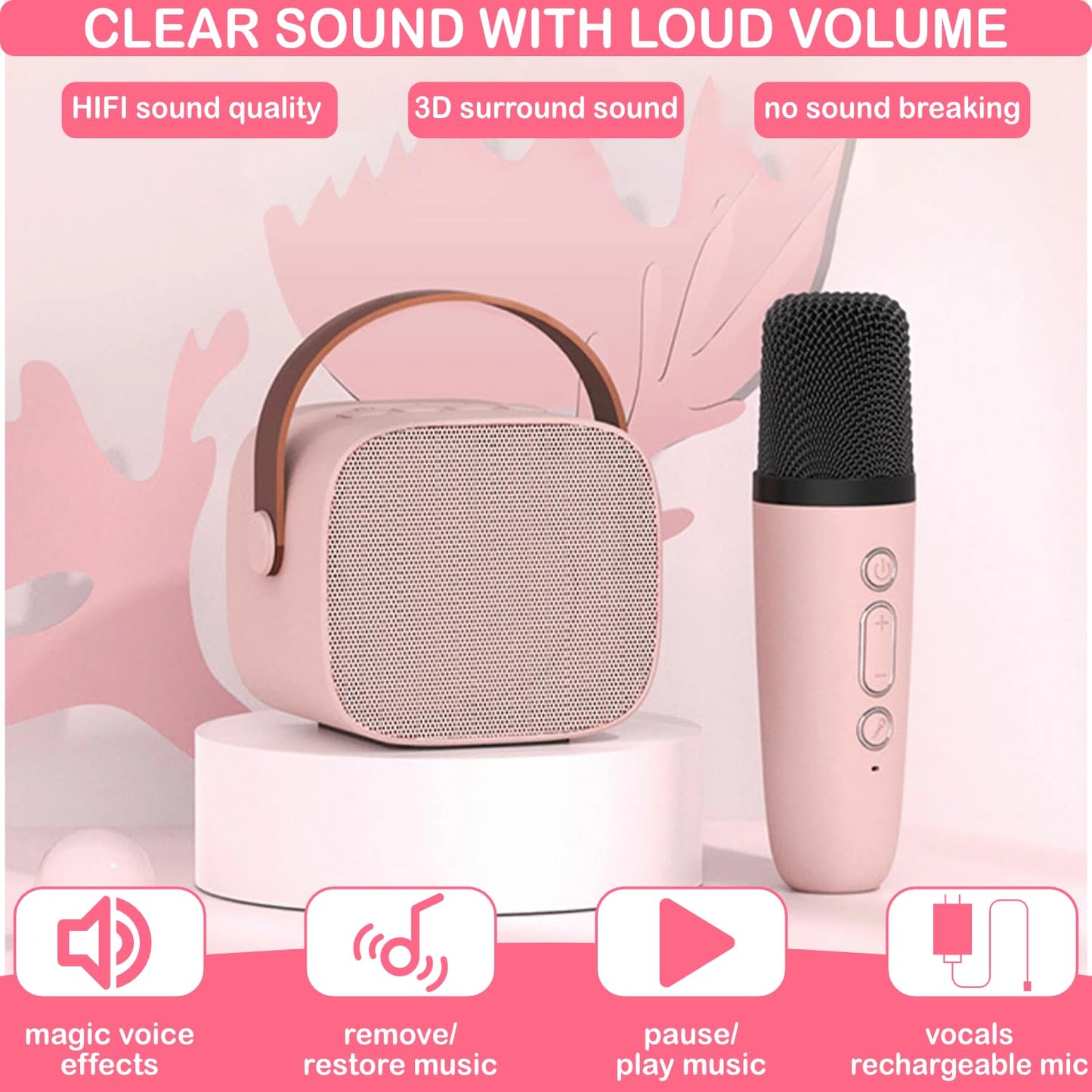 Wireless singing machine device connecting to mobile phone via Bluetooth