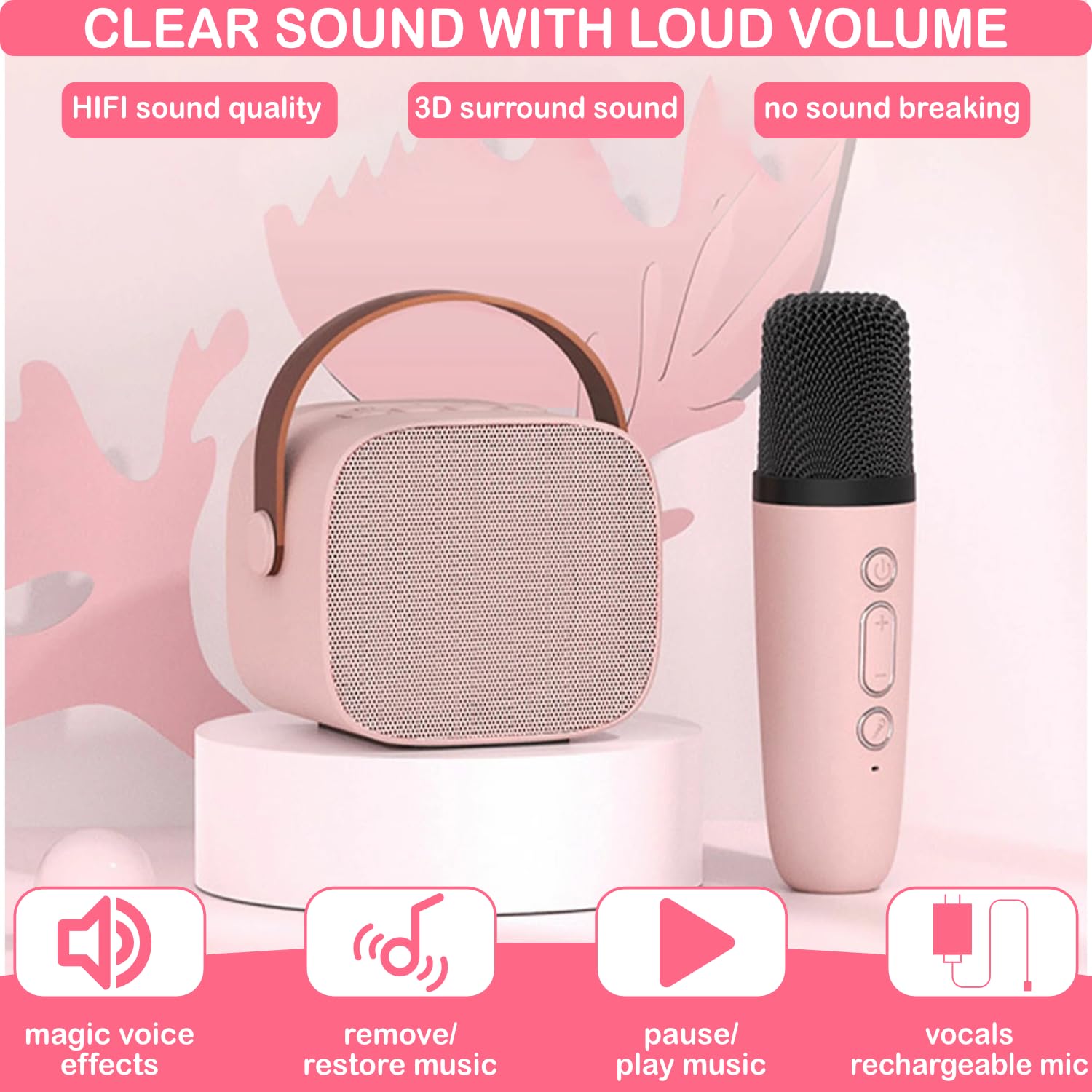 Wireless singing machine device connecting to mobile phone via Bluetooth
