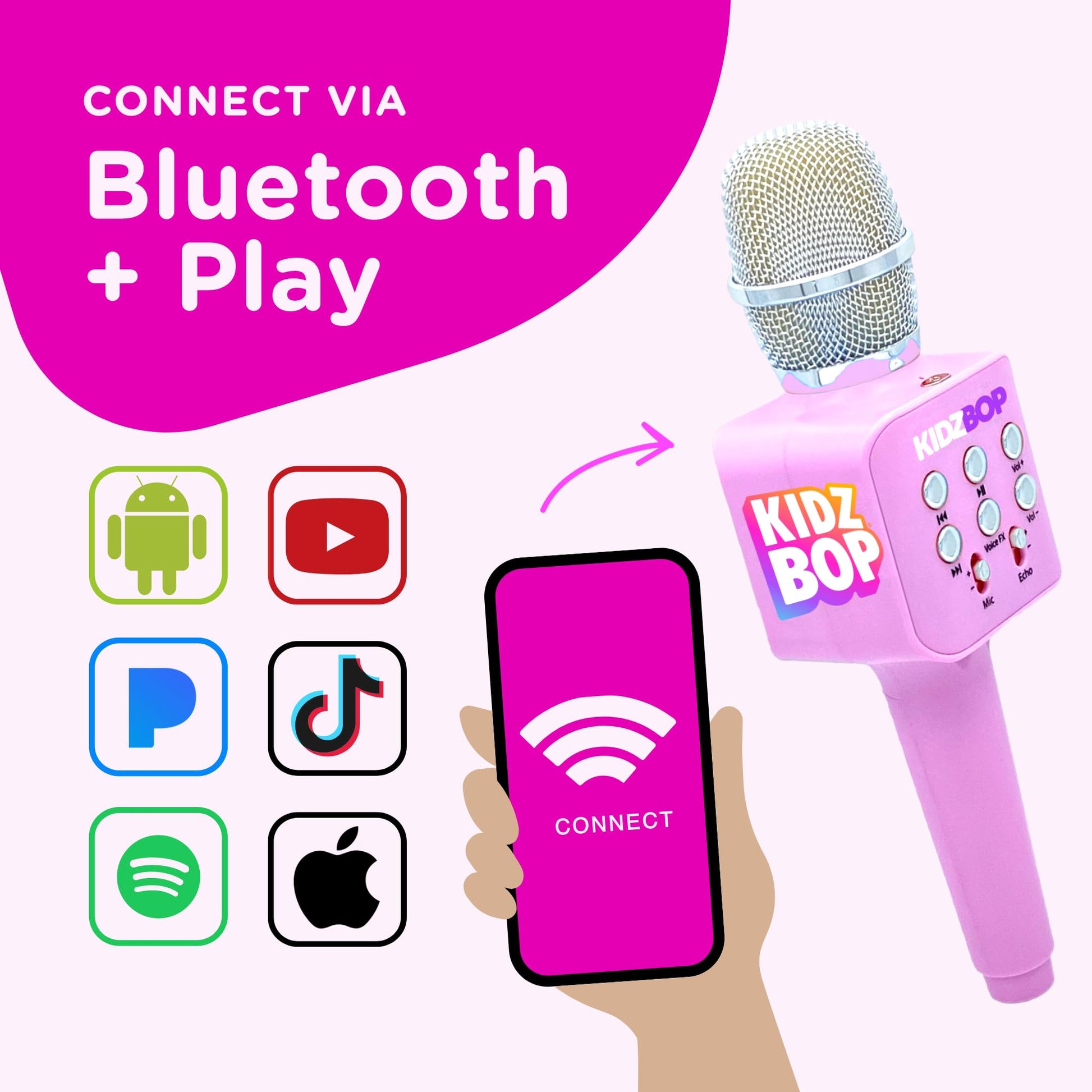 Move2Play portable kids microphone showing the official logo packaging