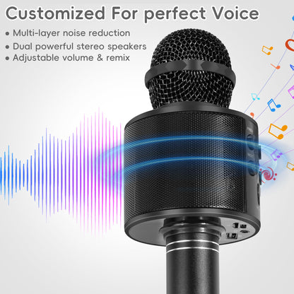 Close up of the three layer noise reduction mesh filter head on the handheld singing mic.