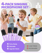 Close up view of the top control buttons on the purple YLL upgraded mini karaoke machine for kids