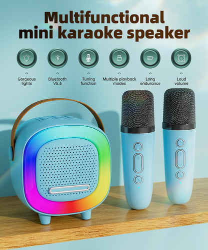 NTEEWAHY portable speaker with glowing colorful LED party lights around the central speaker grill