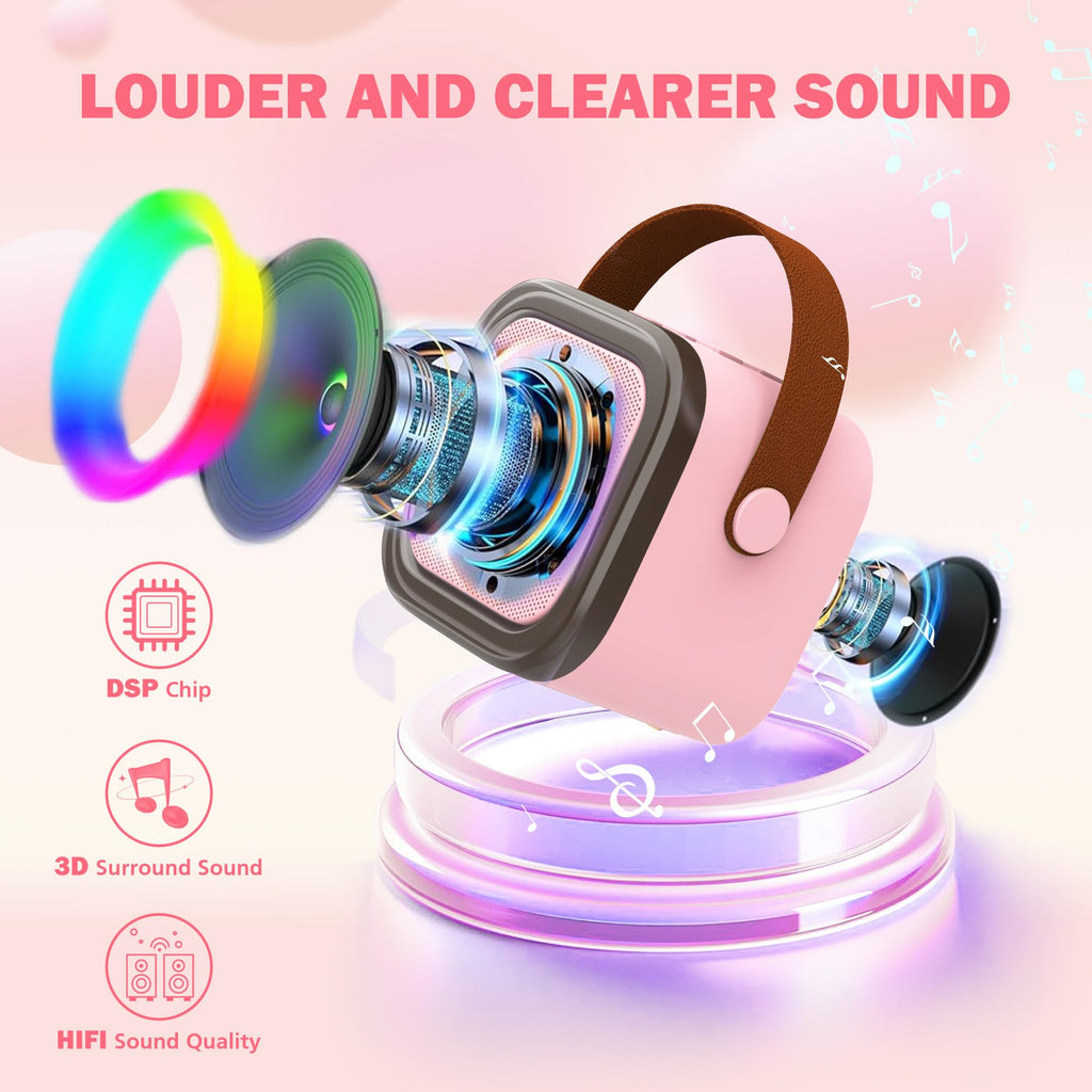 Koolcover portable kids singing speaker showing glowing multi color LED lights