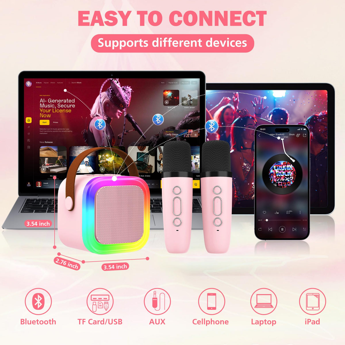 Koolcover karaoke toy audio setup highlighting compact travel friendly design