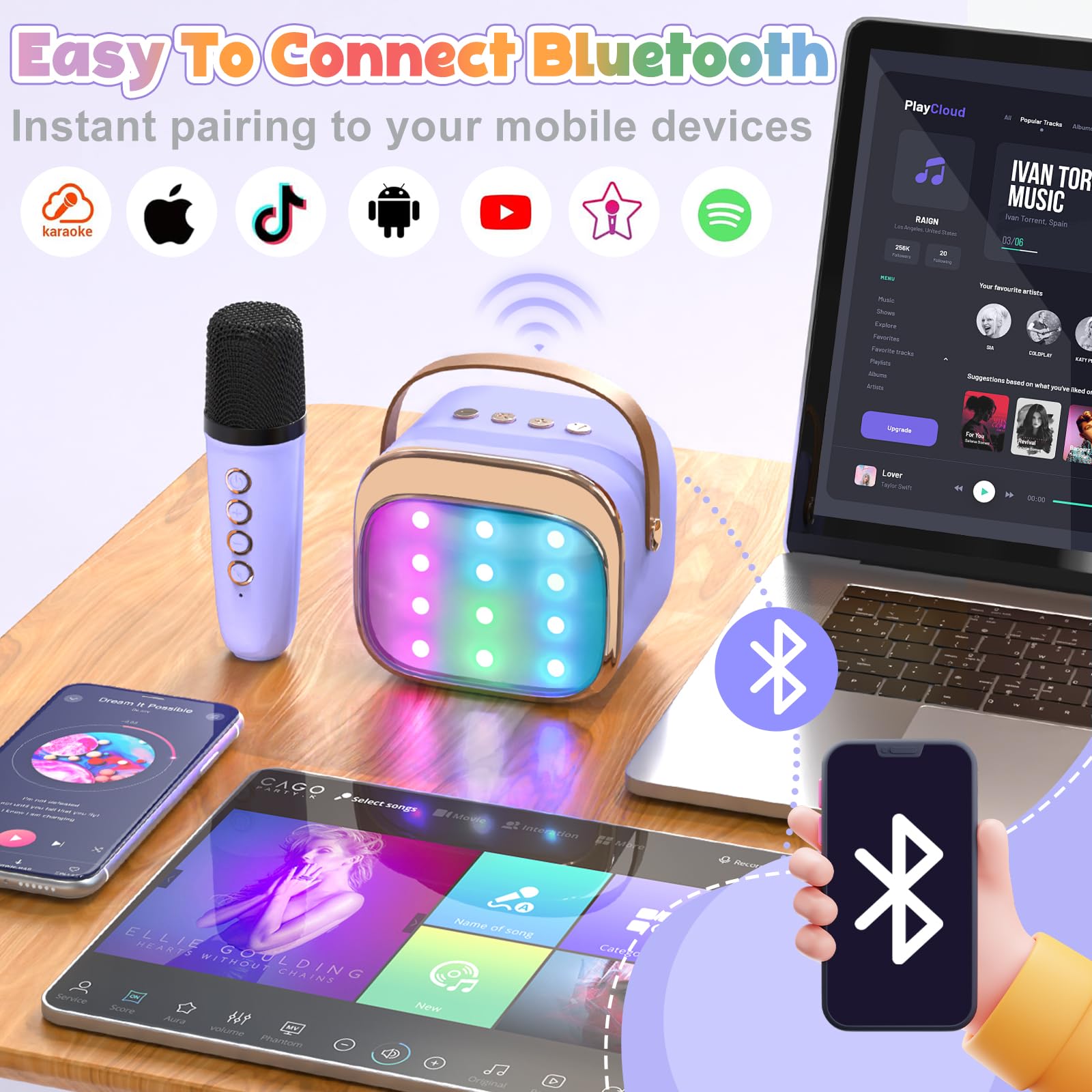 FLUESTON dual microphone set with voice changing mode buttons close up view