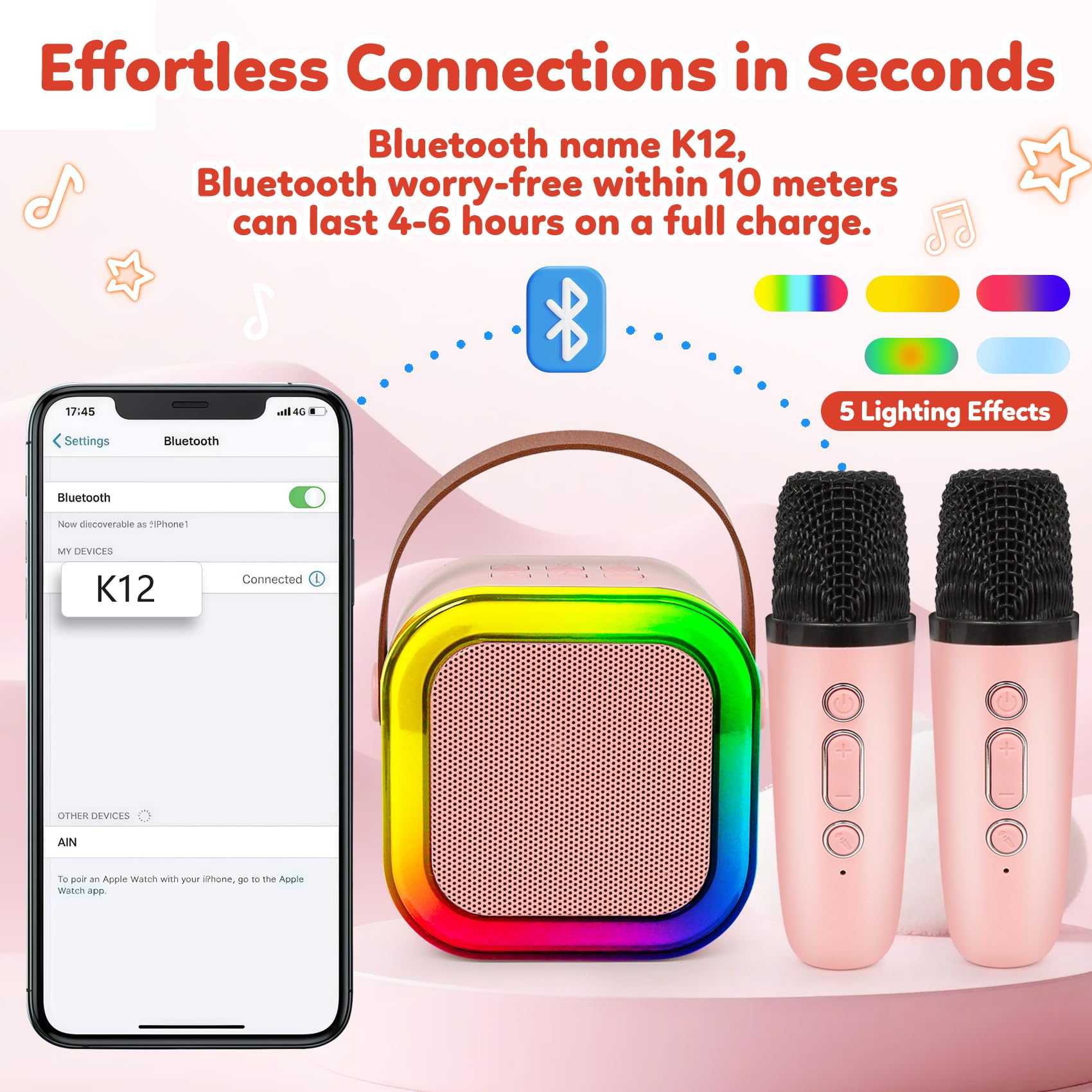 Dual wireless microphones for kids karaoke party showcasing buttons and compact design.