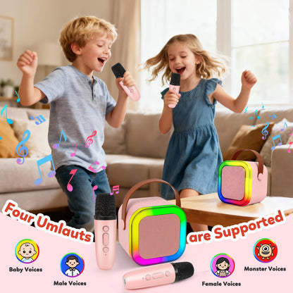 Side view of pink mini Bluetooth speaker illustrating TF card slot and USB drive connectivity.