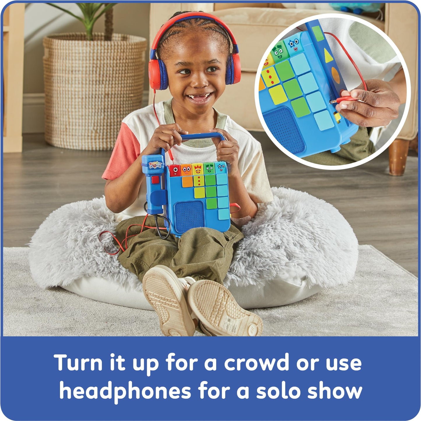 Officially licensed hand2mind counting toy packaging containing the music player and batteries.
