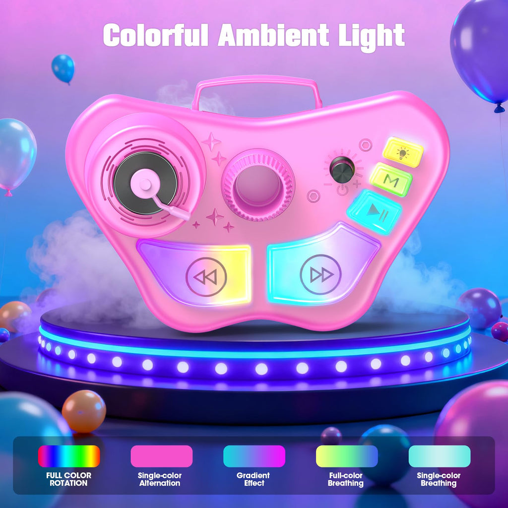 Delighkidz children singing toy with height adjustable stand extended to maximum length with flashing LED lights activated