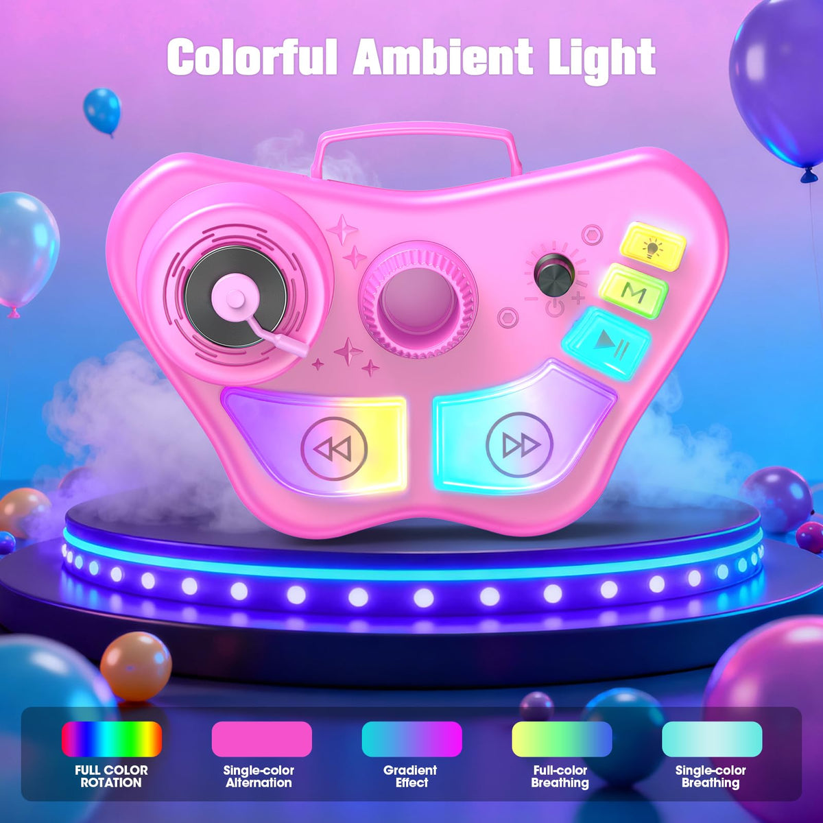 Delighkidz children singing toy with height adjustable stand extended to maximum length with flashing LED lights activated