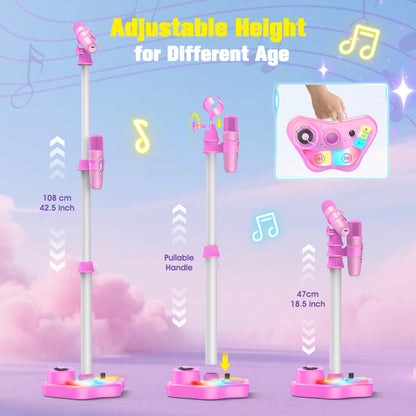 Delighkidz karaoke speaker system showing packaging box contents including USB Type-C cable and user manual