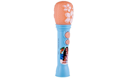 Authentic eKids USA imported Moana toy microphone showing the voice amplification button layout.