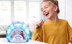 Side profile of the eKids sing along boombox highlighting the integrated carrying handle for kids