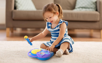 Wired microphone component of the eKids singing toy designed for toddler hand sizes