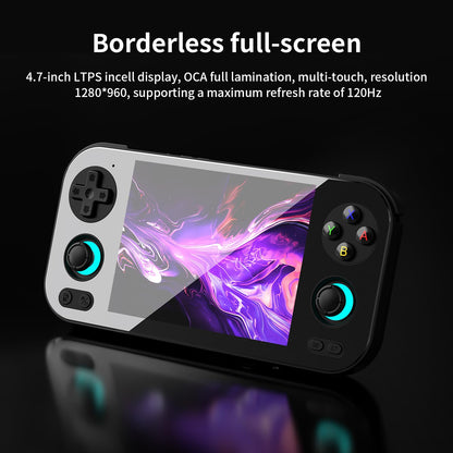 Anbernic RG476H black gaming console showing the 4.7-inch LTPS screen