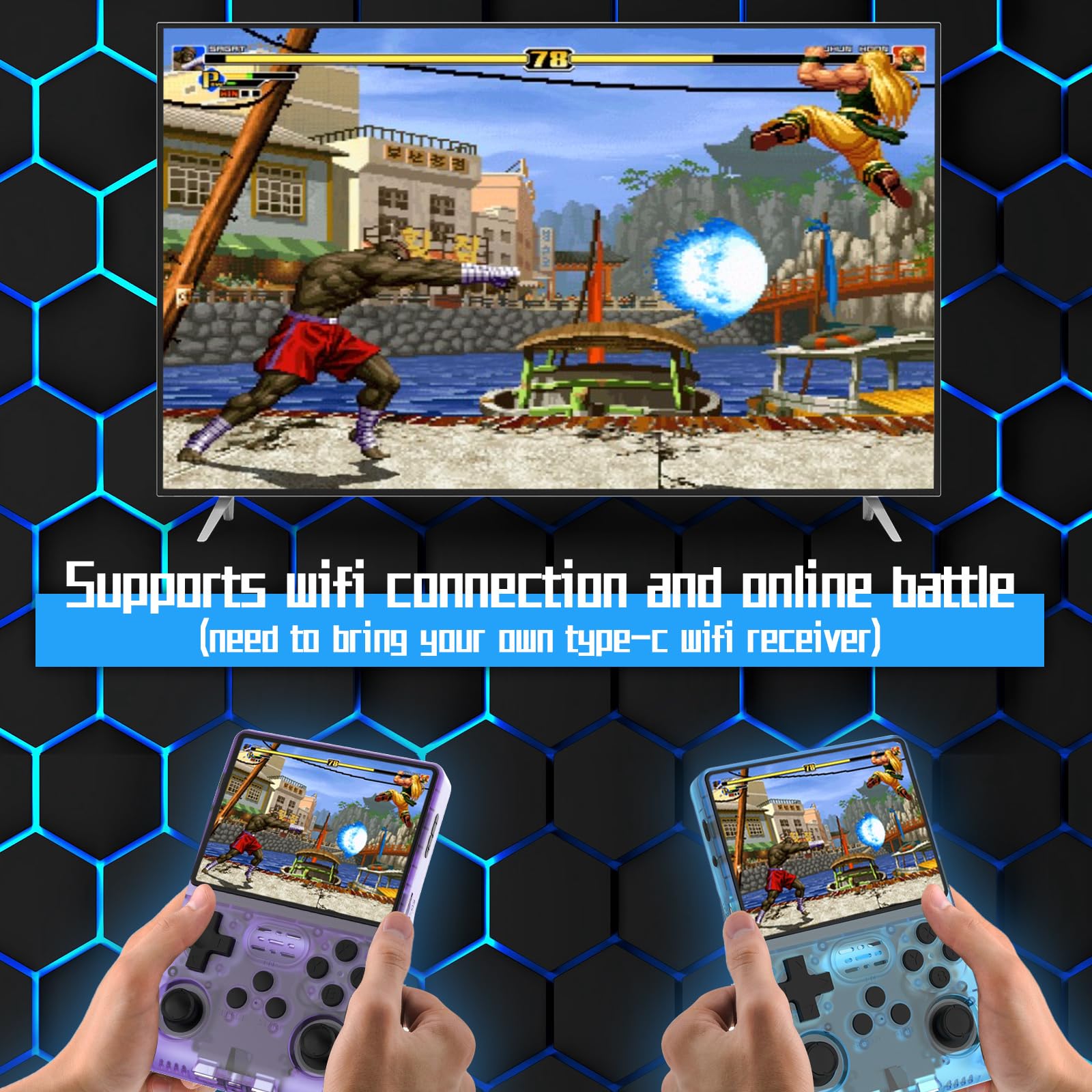 RegiisJoy R40S Pro handheld console with accessories