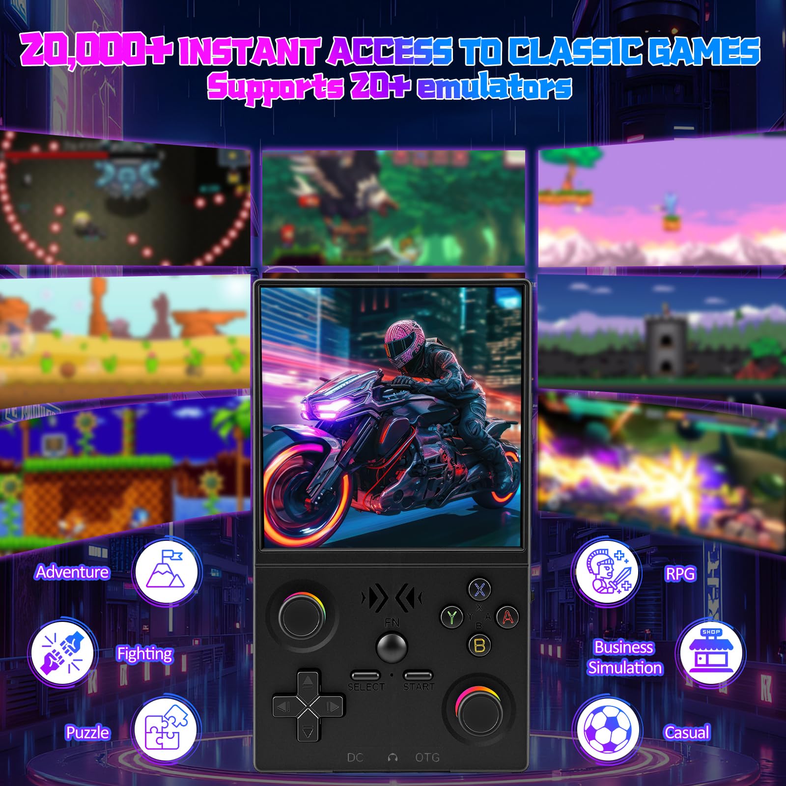 Uytgxen XF40V portable gaming device with detachable joysticks