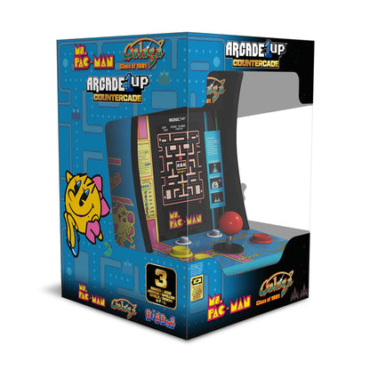 Arcade1Up gaming console showing Ms. Pac-Man game menu