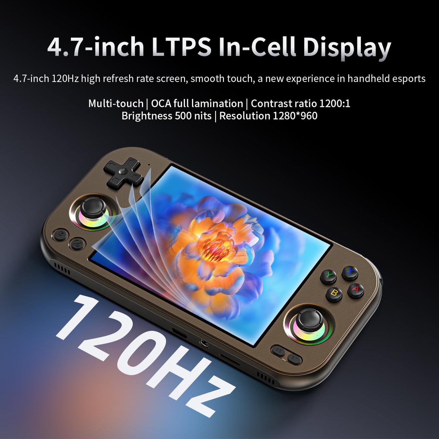 RG477M handheld console 4.7-inch touch screen display