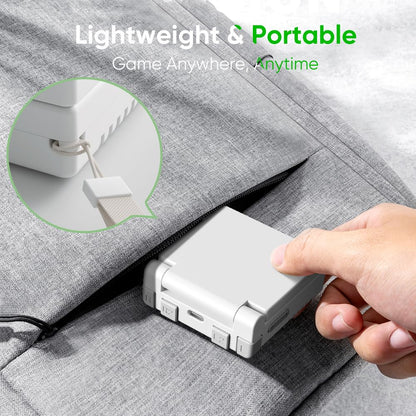 Miyoo Mini Flip handheld gaming device in white packaging