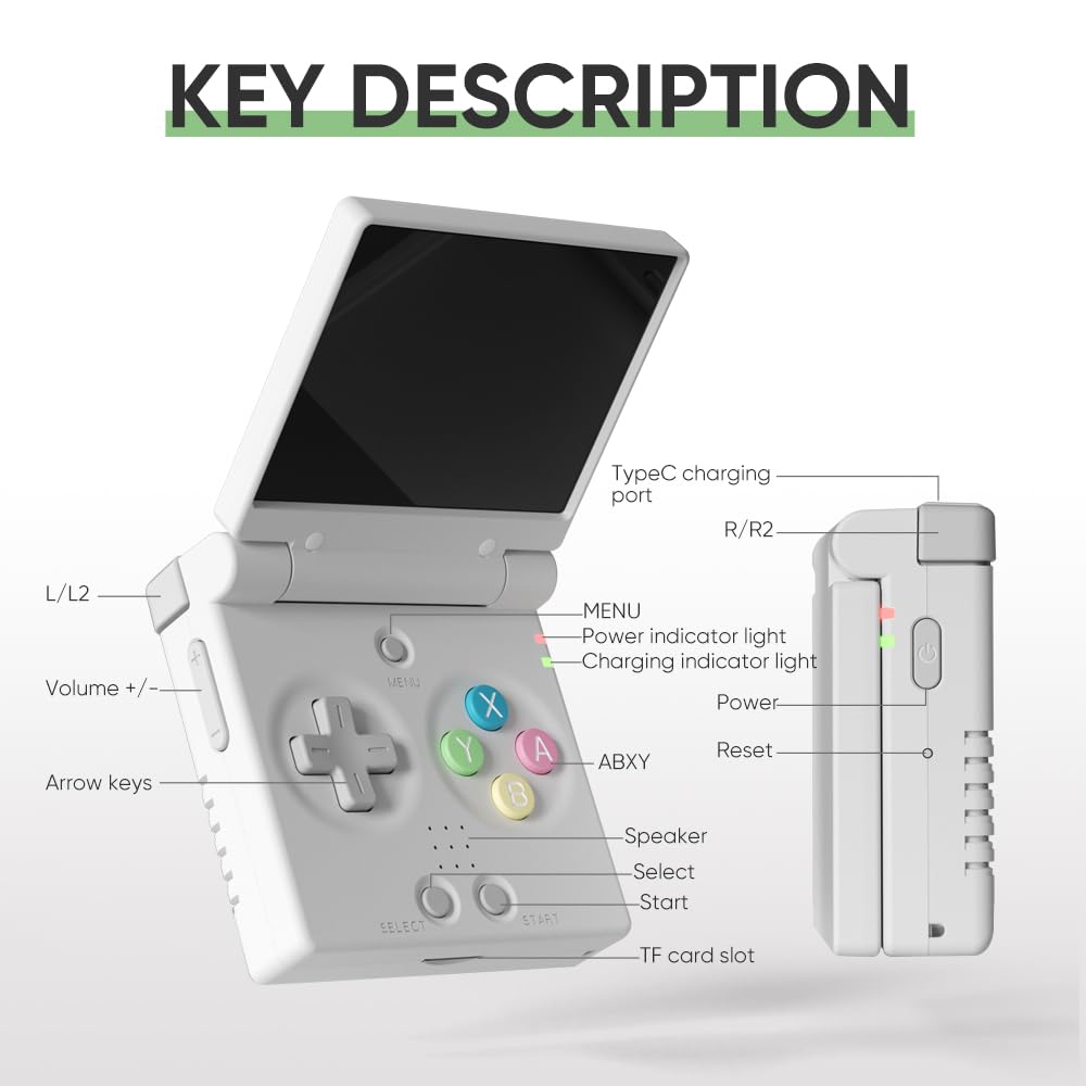 Miyoo Mini Flip console with retro game menu visible