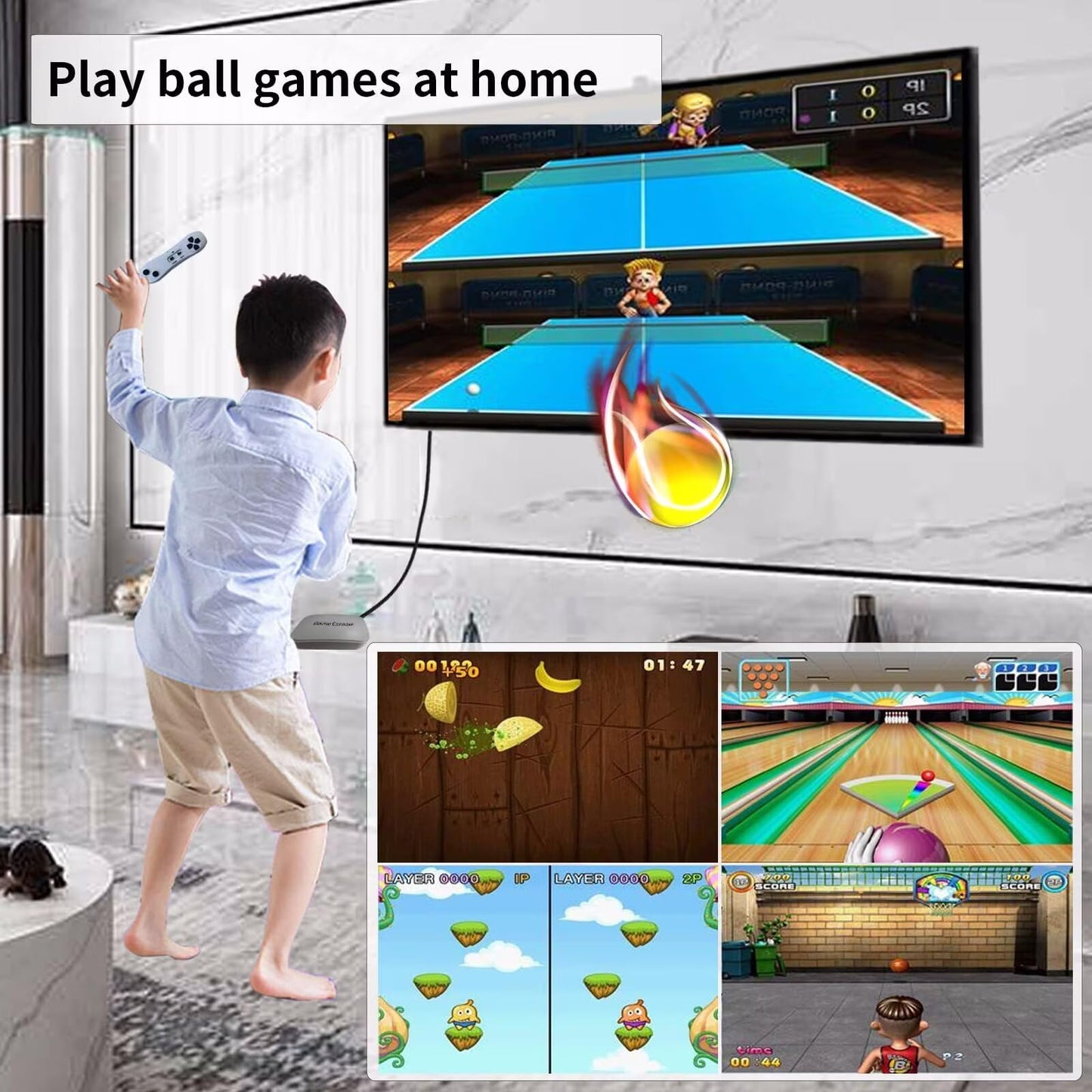 Person using somatosensory controller for sports gaming.