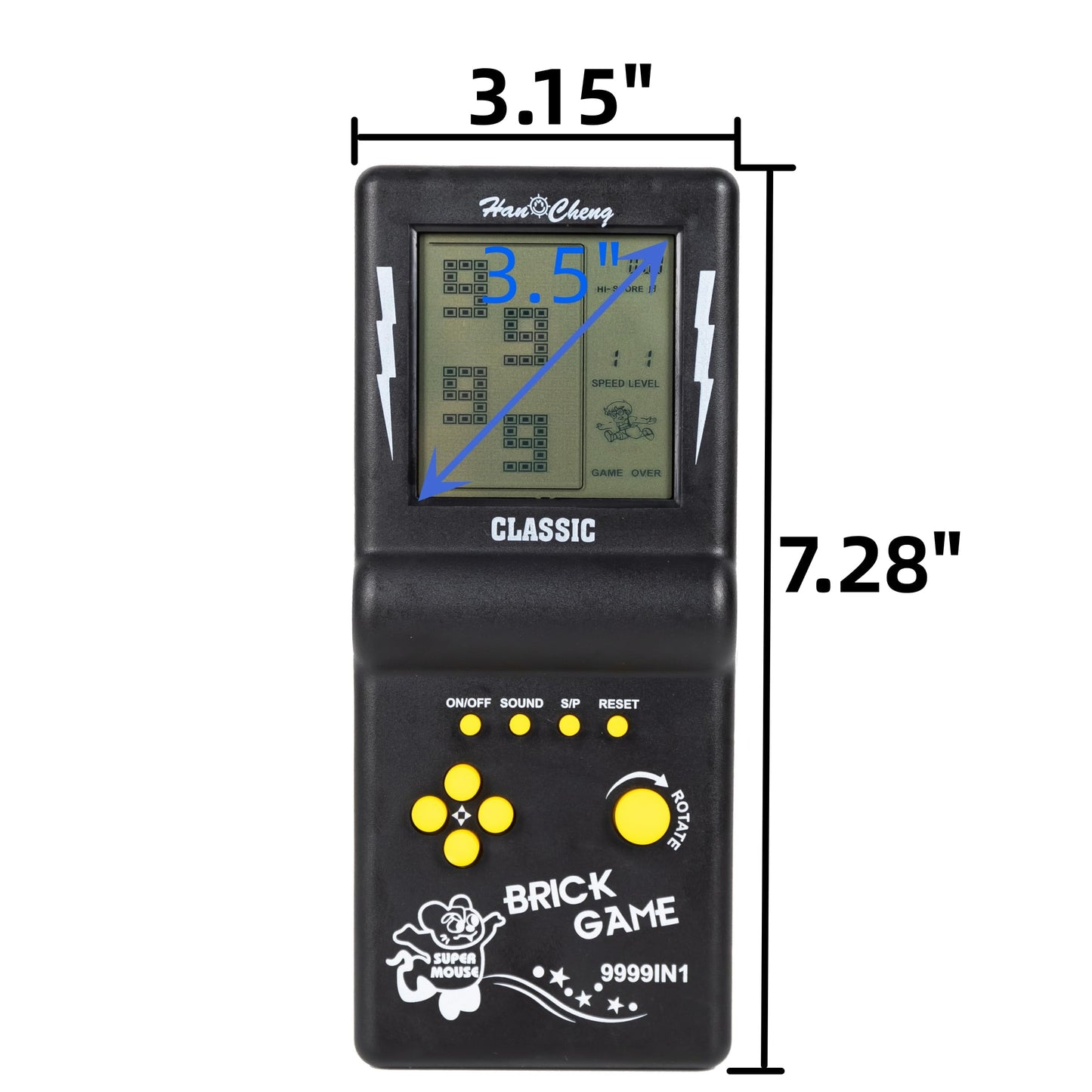 Retro brick gaming console with 3.5 inch display