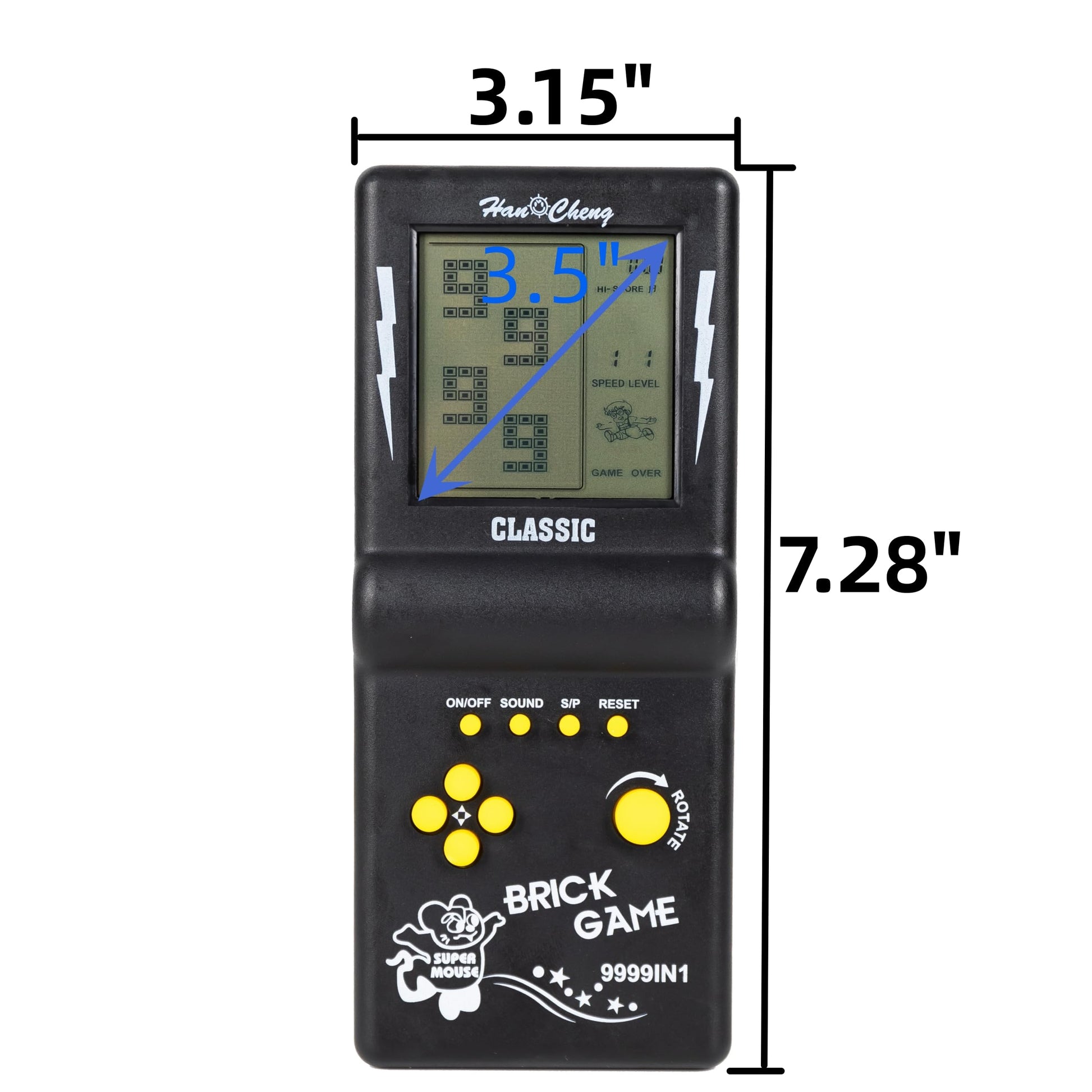 Retro brick gaming console with 3.5 inch display