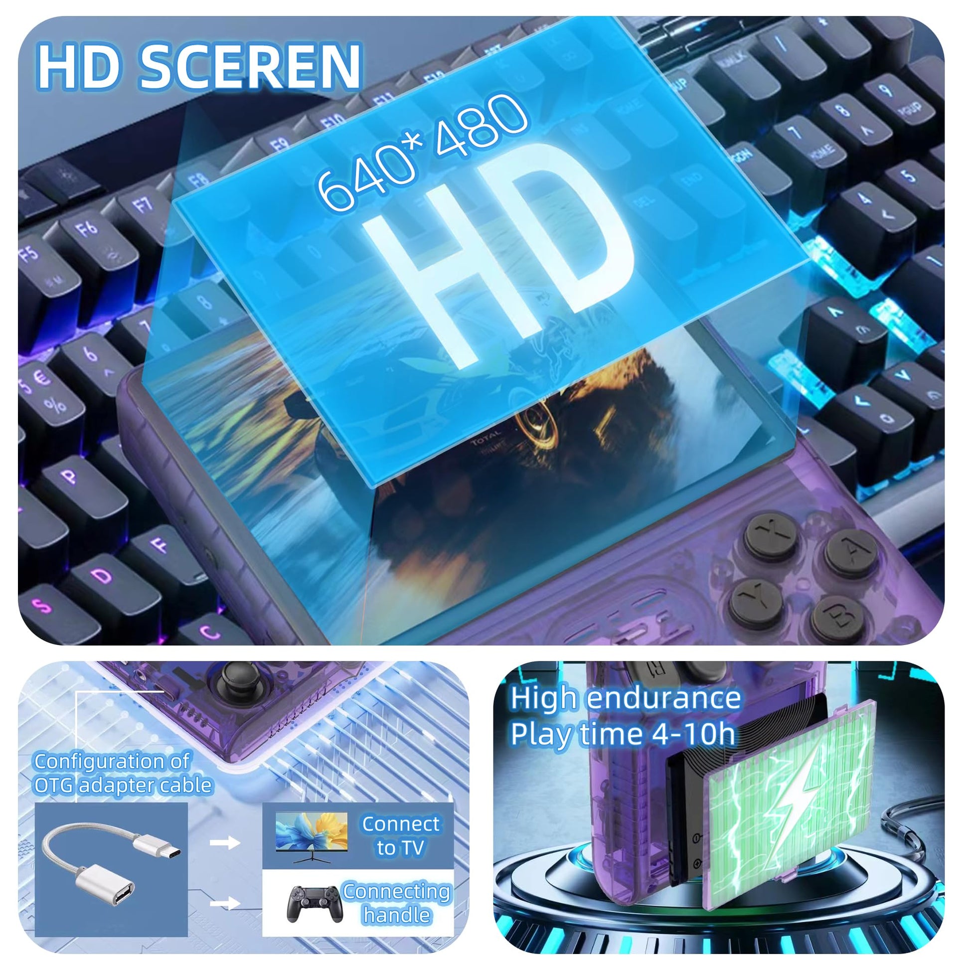 Rear view of Kuratix R40S Pro transparent purple casing