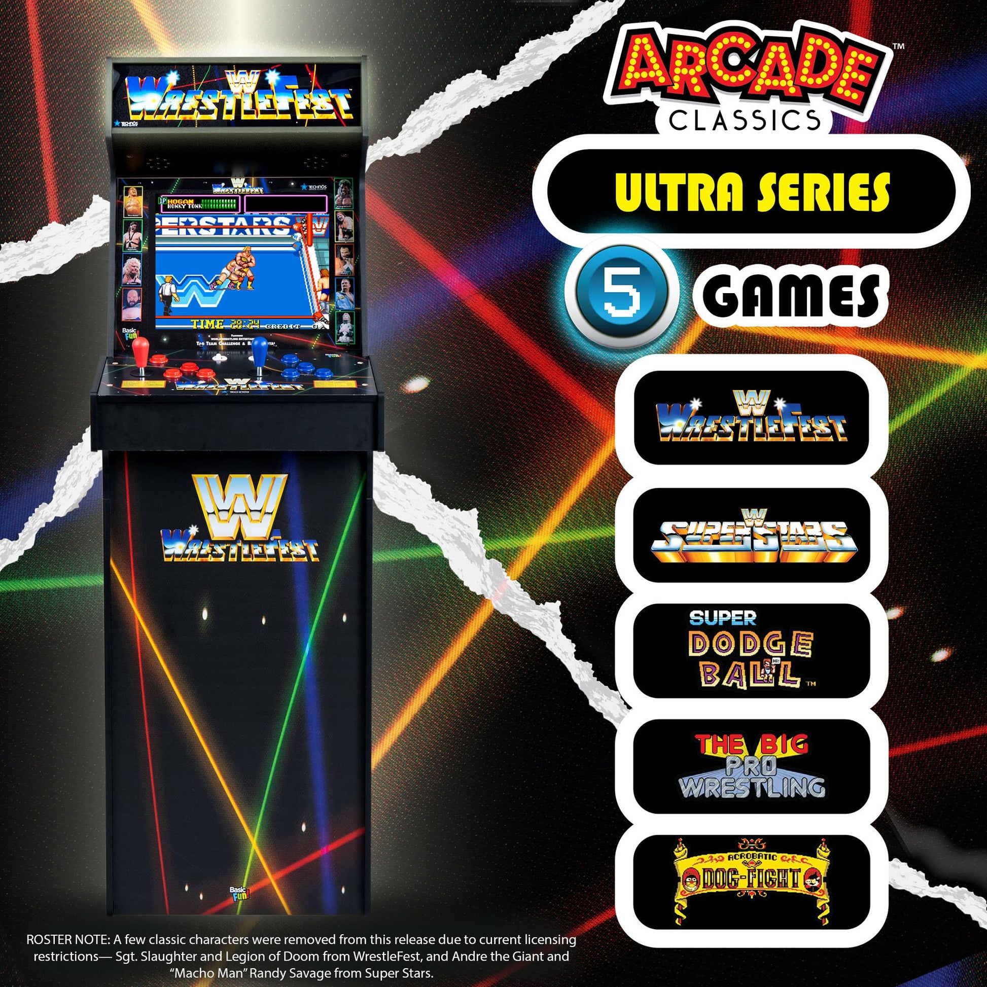 Close up of 17 inch liquid crystal display on WWE arcade cabinet