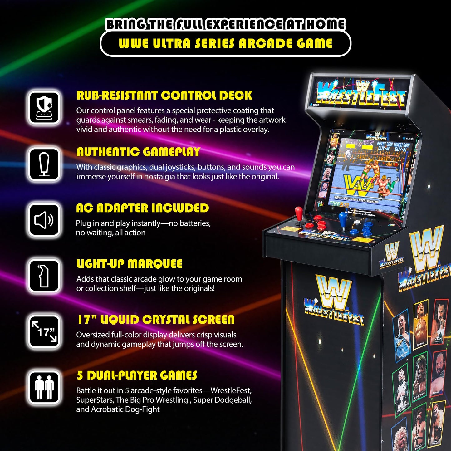 Dual joystick and button control panel of WWE Ultra Series arcade