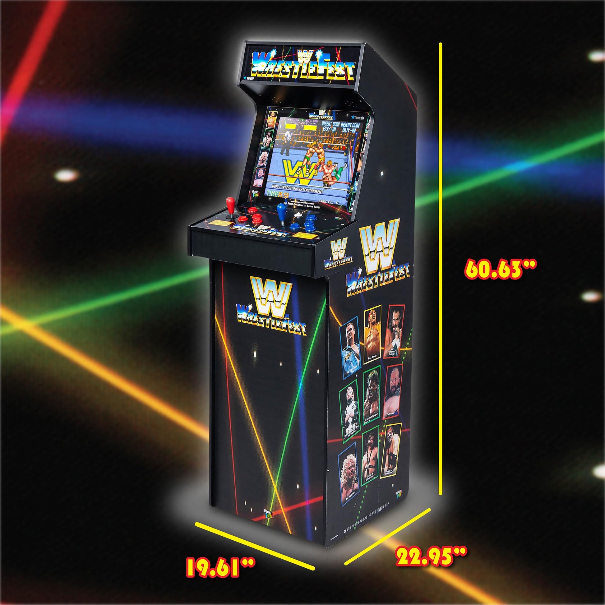 Side profile view of WWE Ultra Series retro gaming cabinet