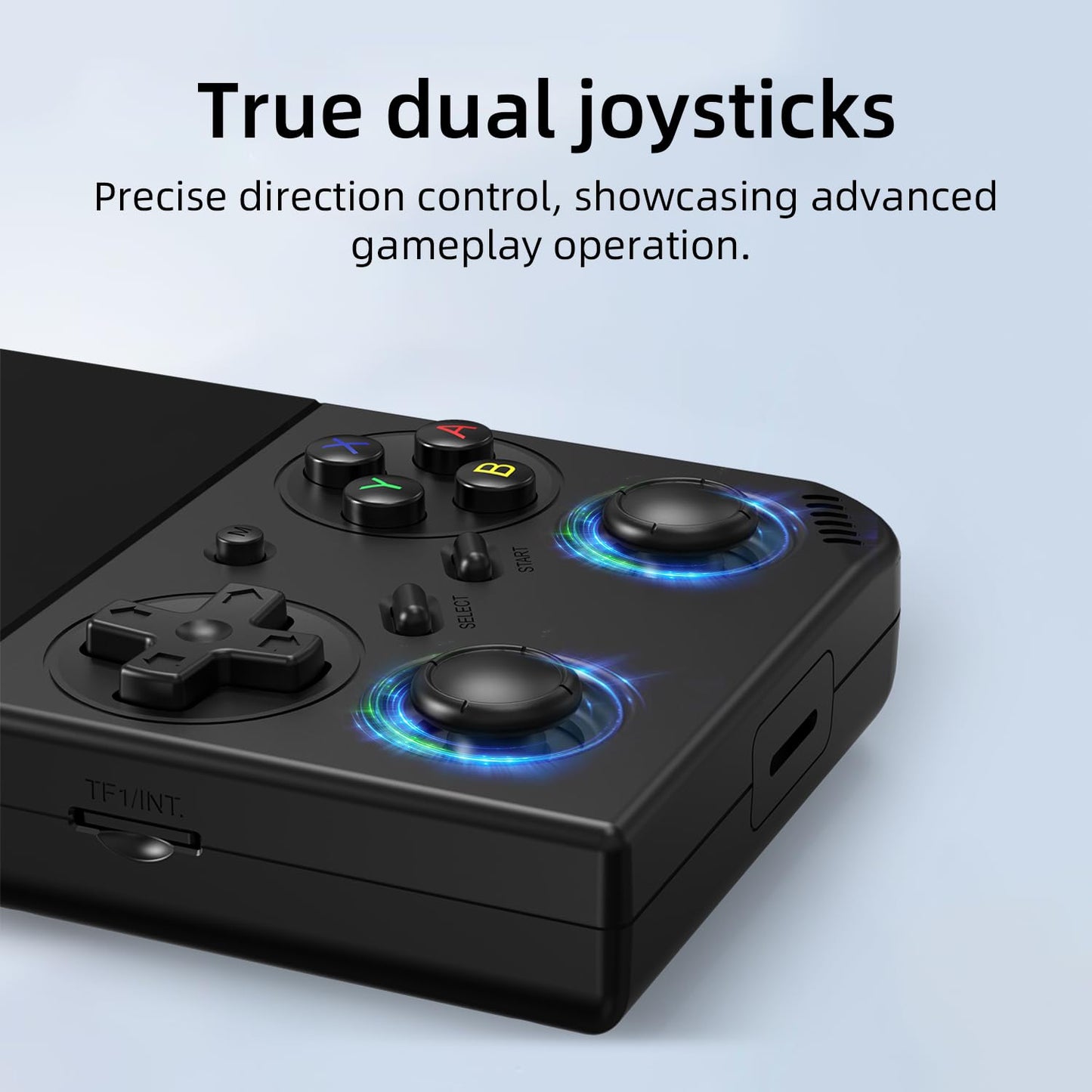 Voacle RG35XX Pro console connected to TV via HDMI output