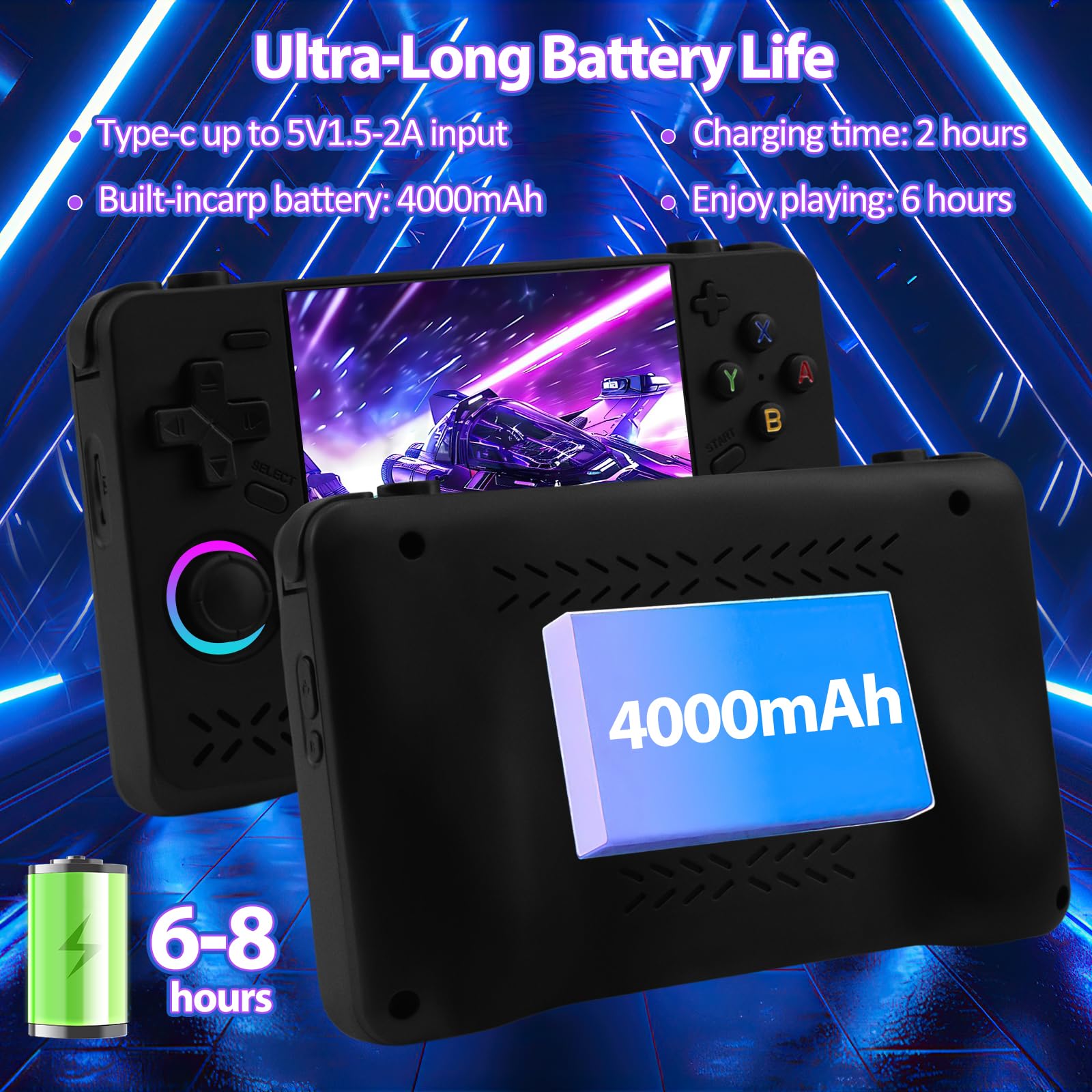 EraVortx XF40H handheld console display showing classic game interface
