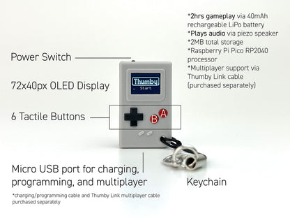 Micro keychain video game console being held to showcase the ultra-miniature size