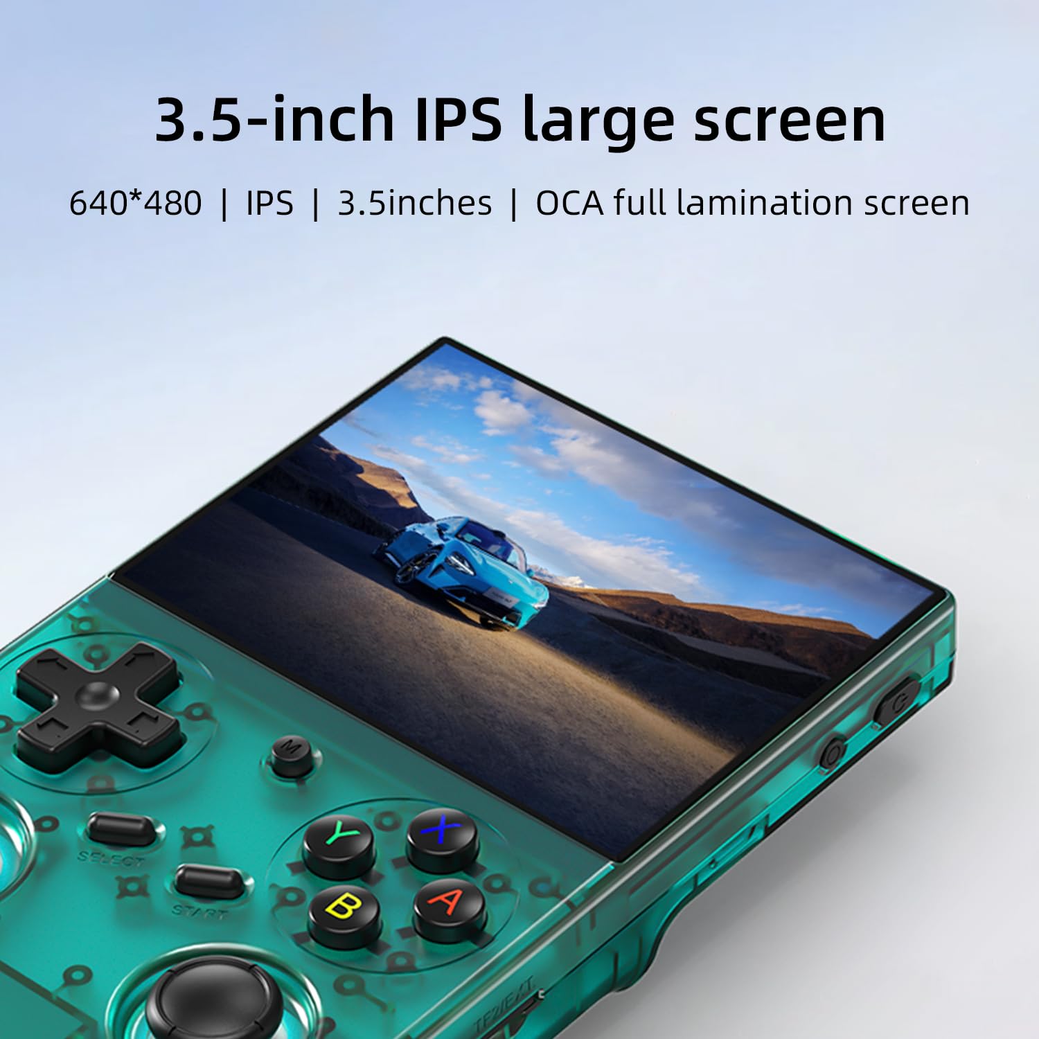 GiipGoop RG35XX Pro retro console showing 3.5 inch IPS screen