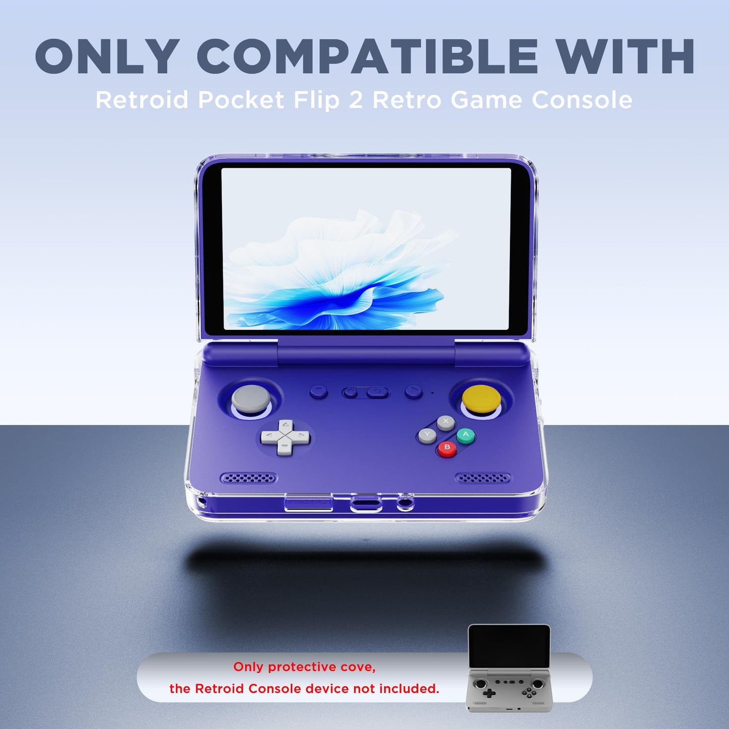 Retroid Pocket Flip 2 handheld console inside Fgerwz clear TPU shell