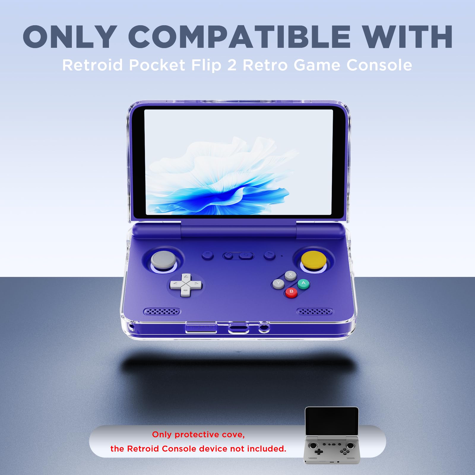 Retroid Pocket Flip 2 handheld console inside Fgerwz clear TPU shell