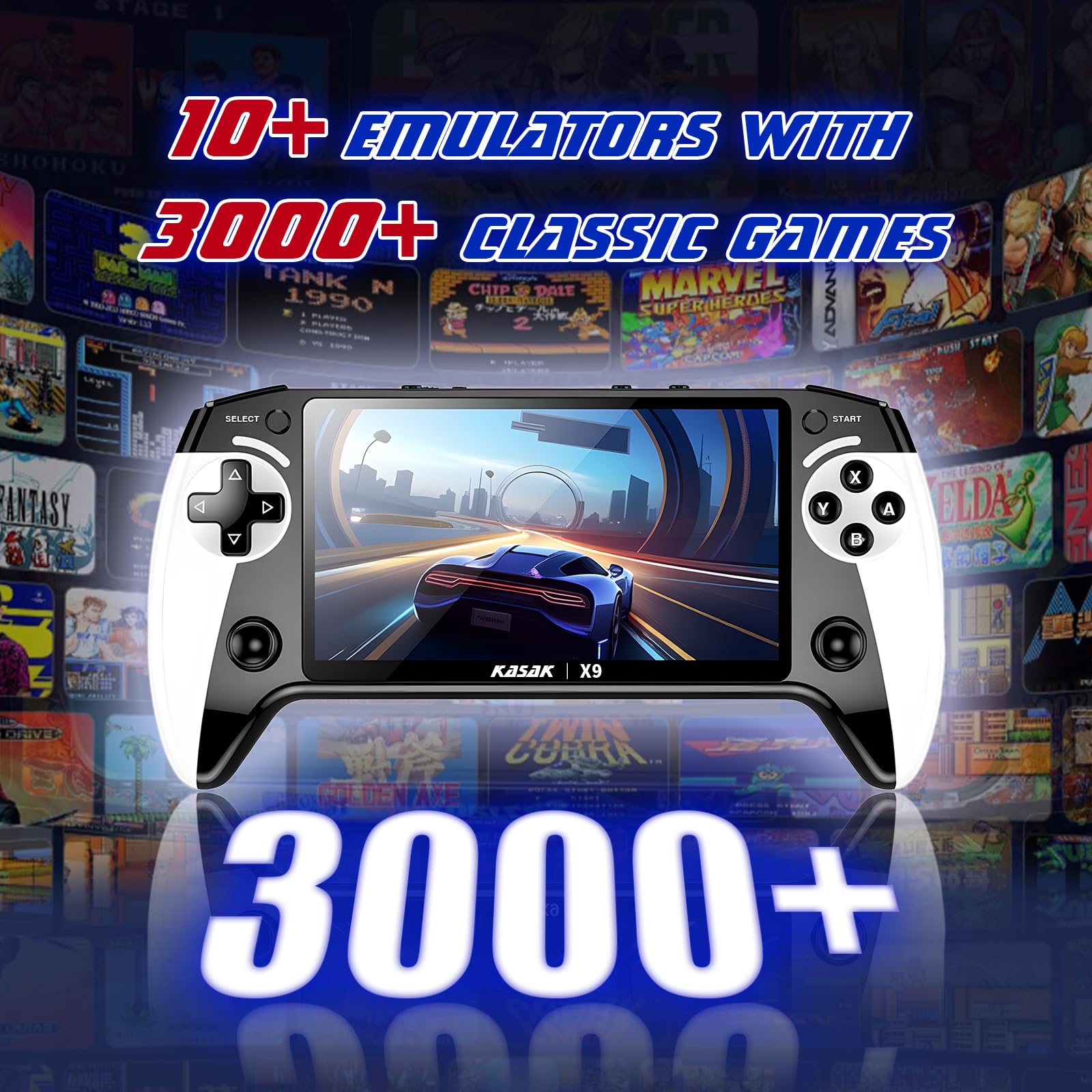 Kasak X9 handheld console connected to TV mode