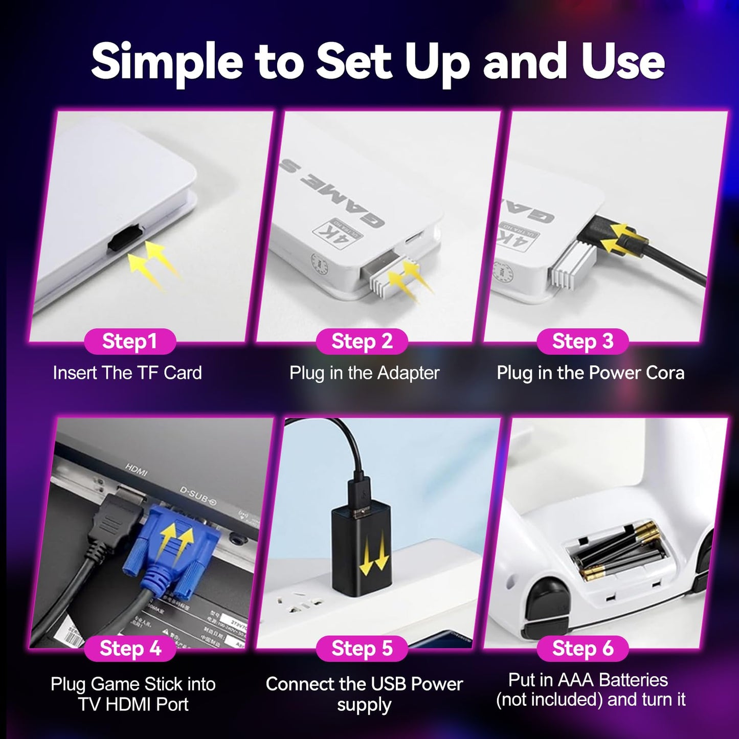 4K HDMI retro game stick plug and play interface
