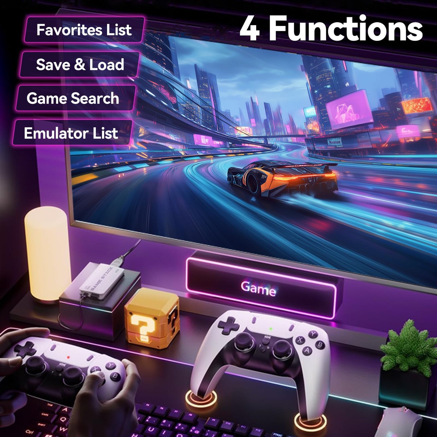 Close up of 128GB retro gaming stick branding