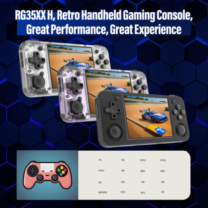 Top view of Anbernic RG35XX H showing HDMI and USB-C ports