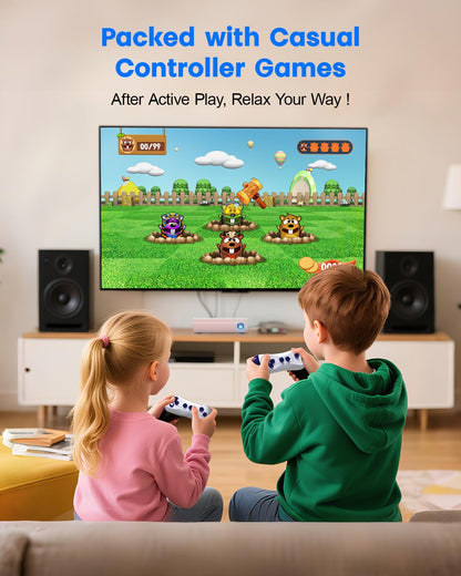 Family enjoying interactive family game night with console