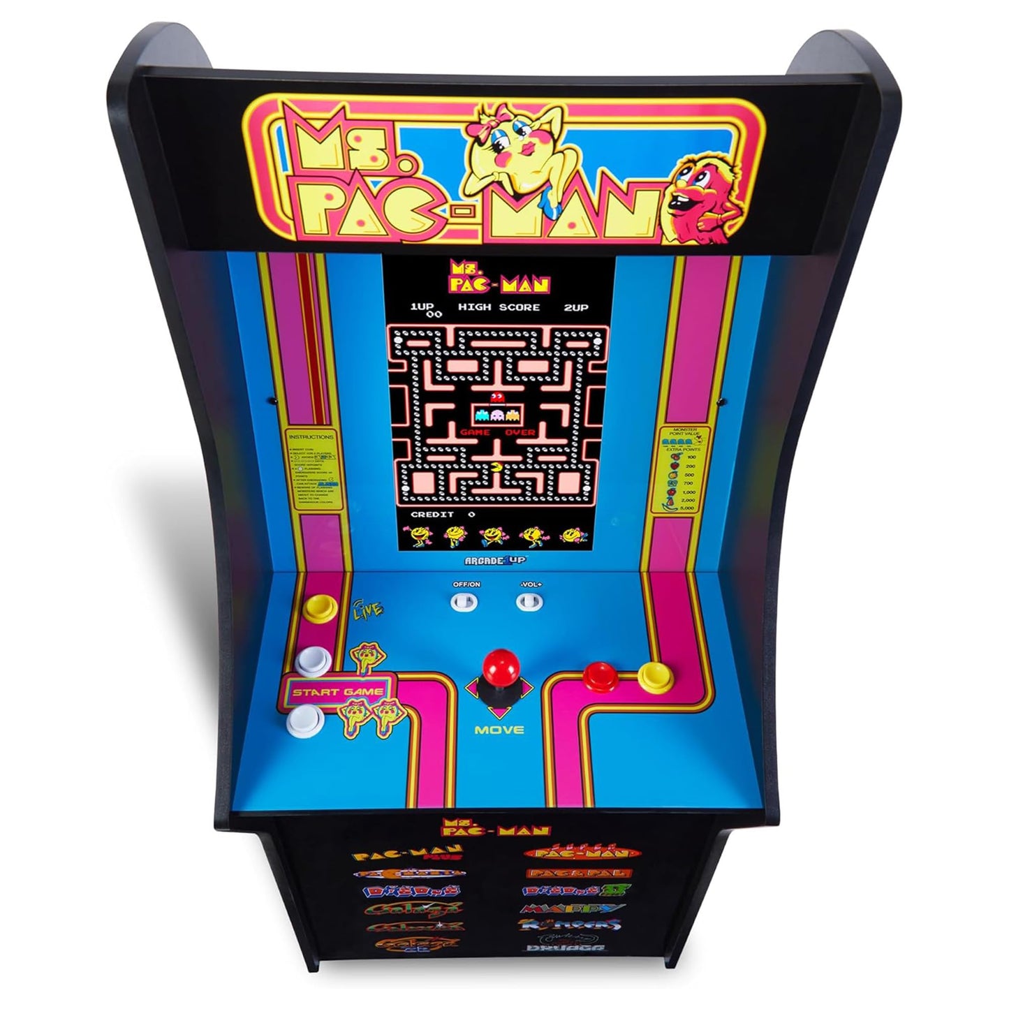 Arcade1Up Ms. Pac-Man Classic SE game selection menu